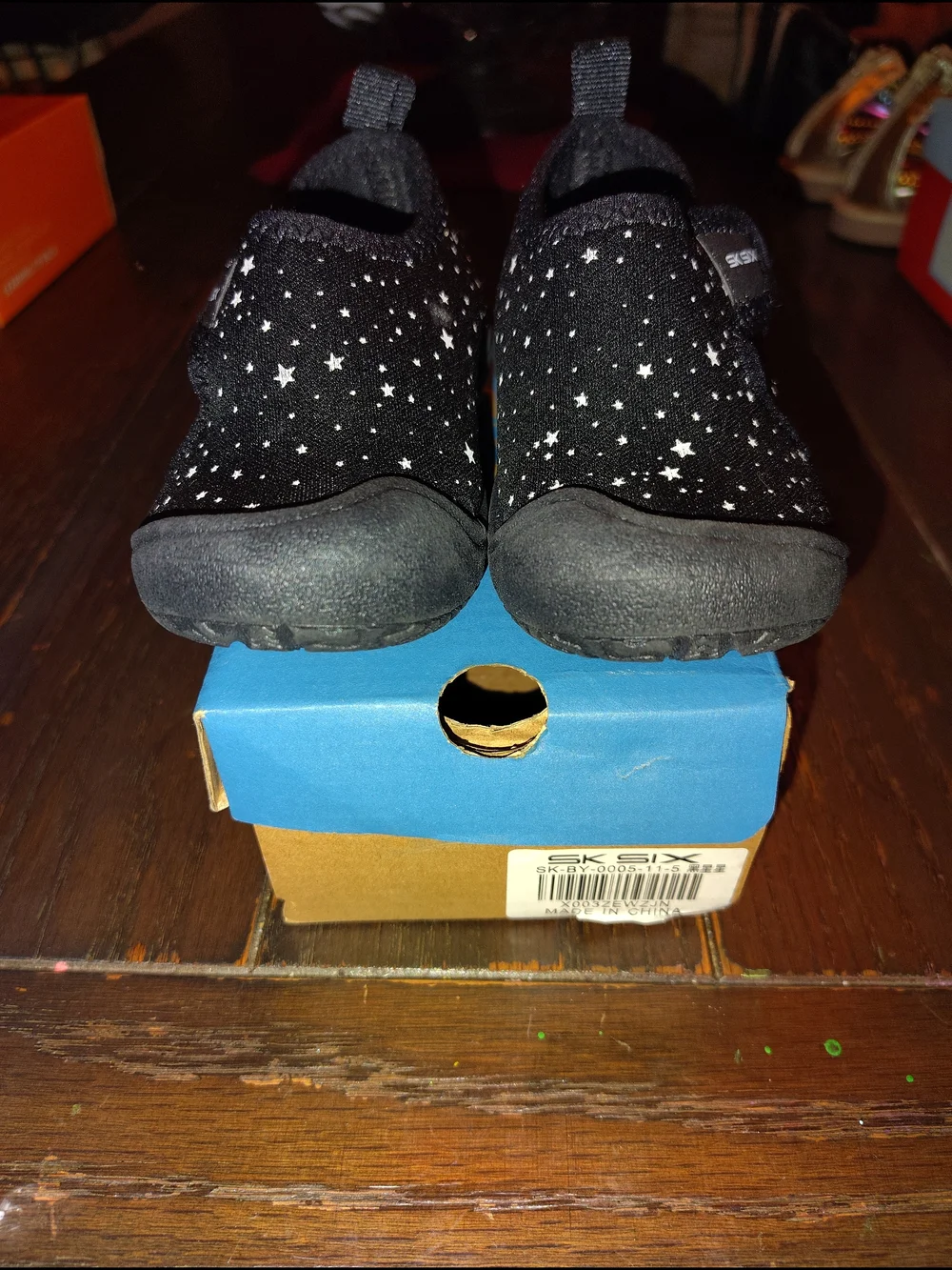 SK Six Toddlers Black Star Slip-On Shoes